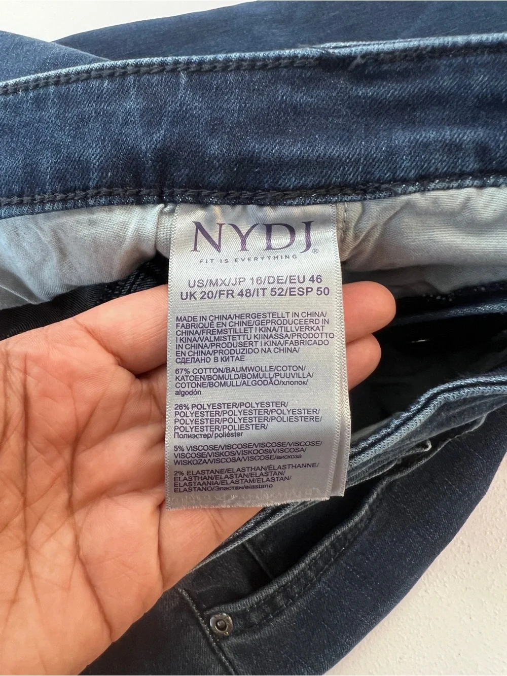 NYDJ Clean Grant Alina High Waist Button‎ Fly Split Hem Legging Skinny Jeans 16